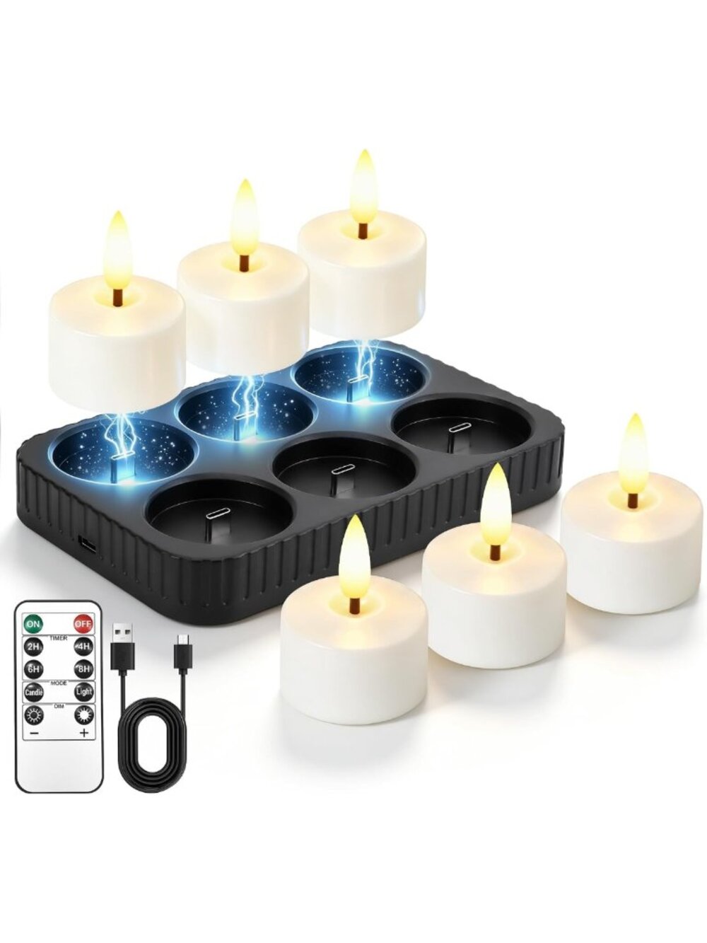 Rechargeable LED Tea Light Candles with Remote & Timer - 6 Pack for Home Decor